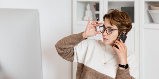 Woman Working at Her Computer