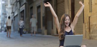 Happy Woman on Laptop