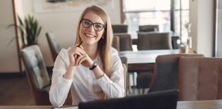 Smiling Woman Working