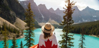 Woman Wrapped in Canadian Flag