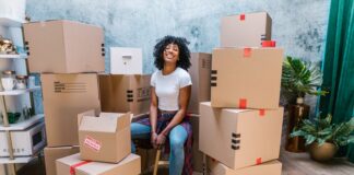 Woman with Moving Boxes