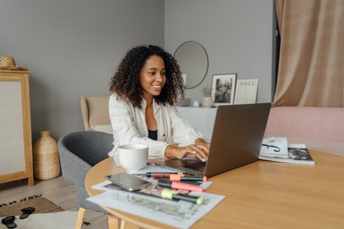 Businesswoman Working in Home Office