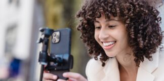 Woman filming a video