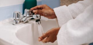 Person washing hands