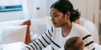 Woman working at home