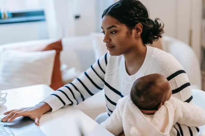 Woman working at home