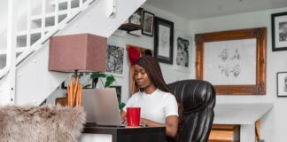Person participating in online learning