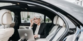 Business woman engaging in mobile working