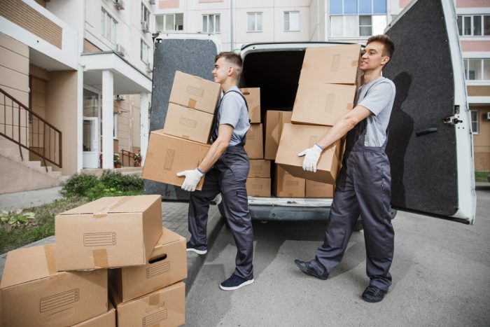 Moving company workers