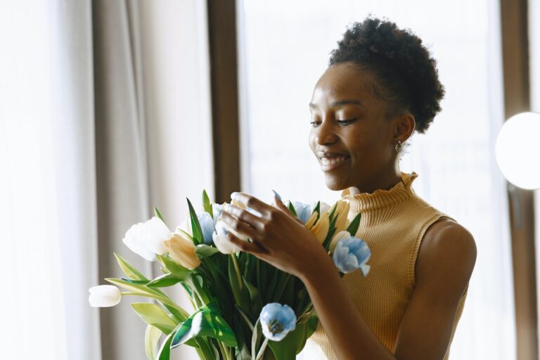 Person holding flowers