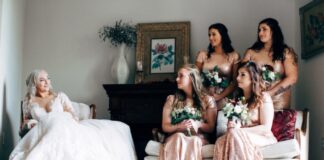 Bride and bridesmaids with body positivity
