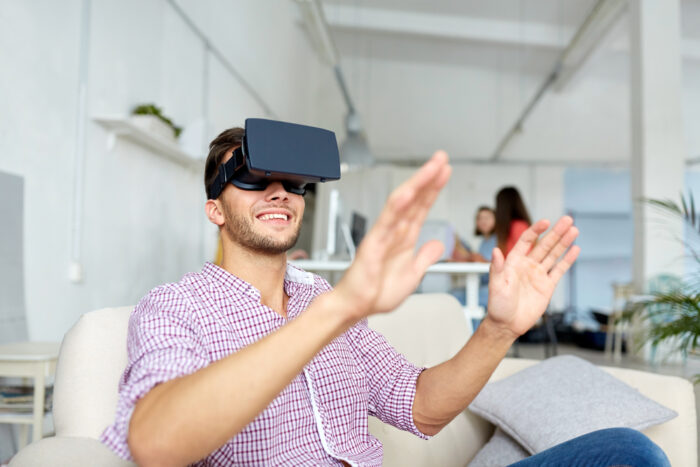 Business Person using virtual reality