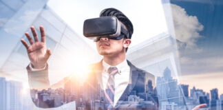 Business Person using virtual reality