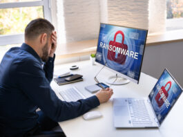Business Person Upset by Ransomware