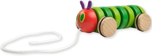 KIDS PREFERRED World of Eric Carle The Very Hungry Caterpillar Wooden Pull Toy Classic Pull Toy Shaped Like The Very Hungry Caterpillar for Toddlers and Kids