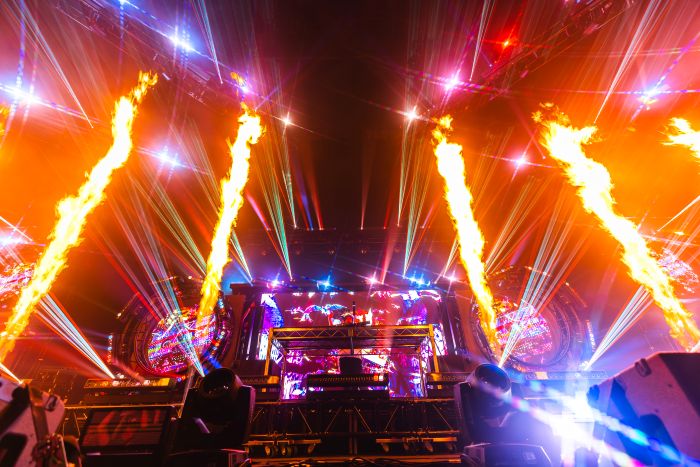Tape B plays for sold out crowd in Minneapolis. Sound in Motion showcases expertise in pyrotechnics, crisp lasers, and electrifying visuals throughout the music event