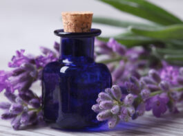 Violet glass apothecary jars