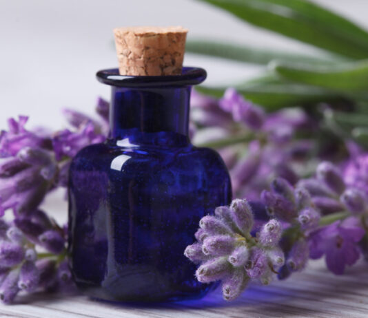 Violet glass apothecary jars