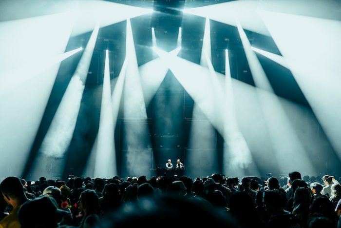 Sound in Motion helps with production of the opening DJs for a Minneapolis EDM show. Citadelle DJ duo opens up with an energetic show before Martin Garrix at The Armory. Photo Credit: Morgan Chapman Media