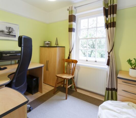 Spare bedroom converted into a professional home office