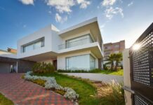 Exterior renovations for home businesses with a modern entrance