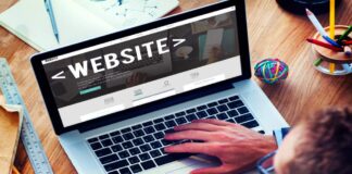 WordPress business website displayed on a desktop computer