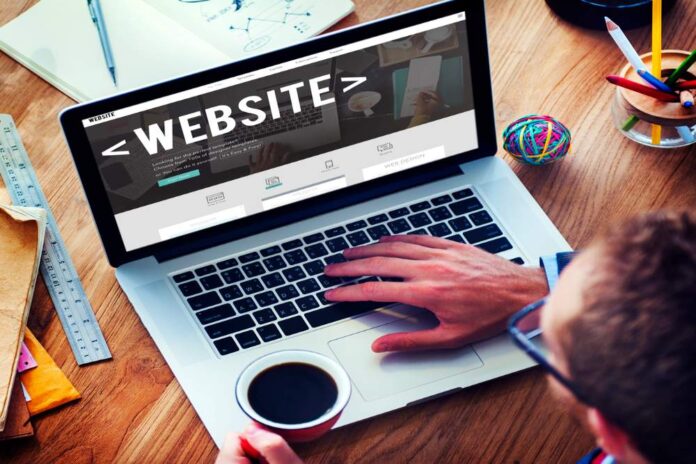 WordPress business website displayed on a desktop computer